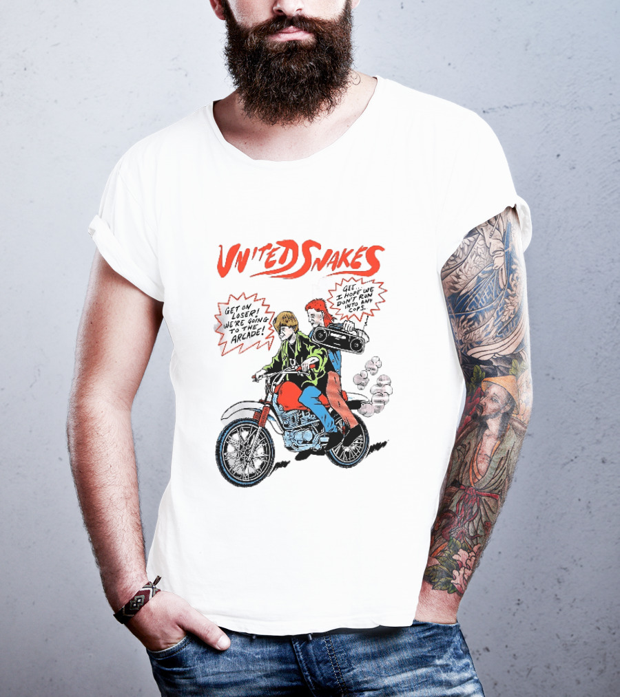 United Snakes Get On Loser We're Going To The Arcade Motorcycle Adventure T-Shirt