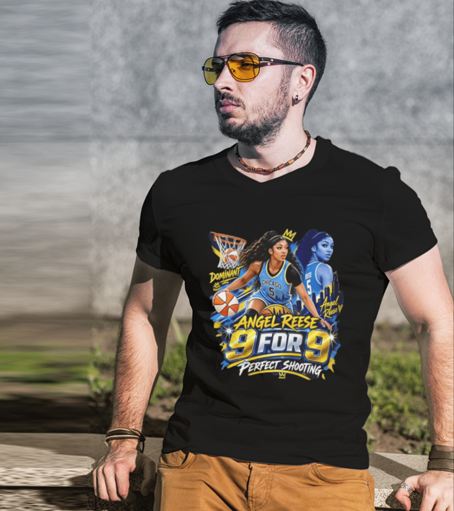 Angel Reese 9 For 9 Perfect Shooting Dominant Chicago Basketball T-Shirt