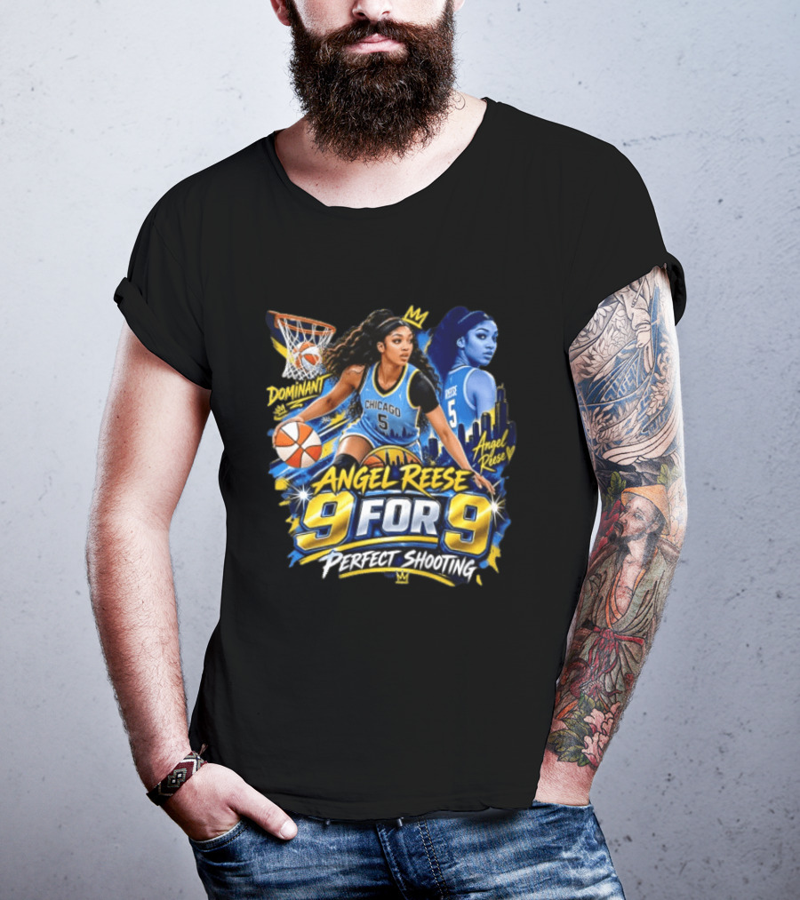 Angel Reese 9 For 9 Perfect Shooting Dominant Chicago Basketball T-Shirt