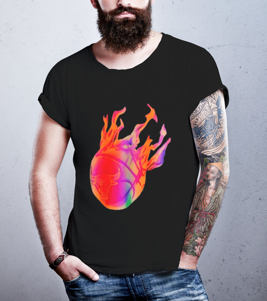 Chicago Bulls NBA Basketball Flaming Fireball NBA Fans Merchandise T-Shirt