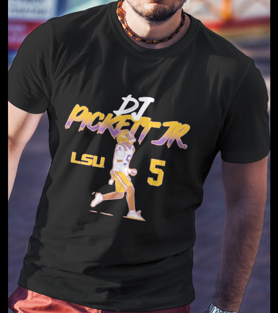 DJ Pickett Jr. LSU Tigers 5 Football Pose T-Shirt