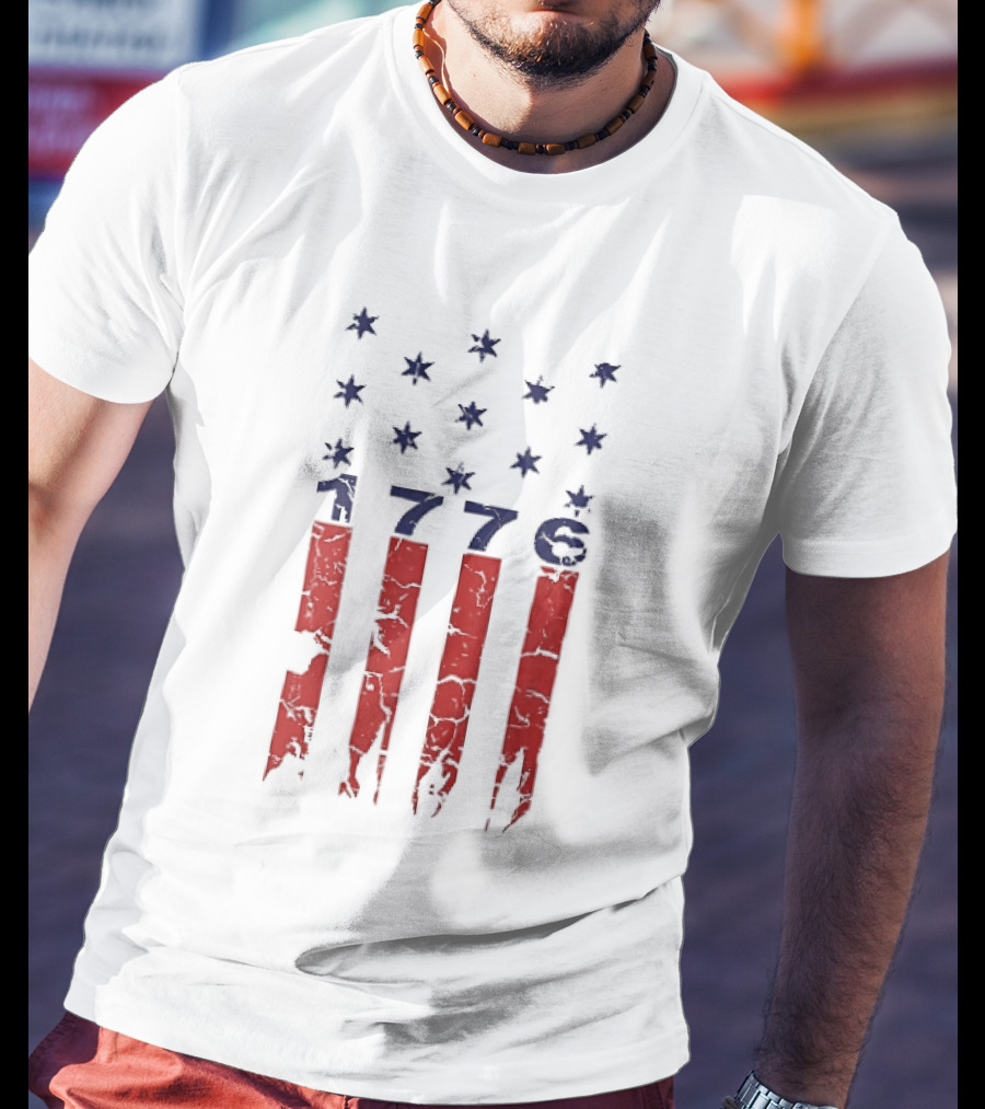 1776 Distressed American Flag Stars Stripes Patriotic T-Shirt