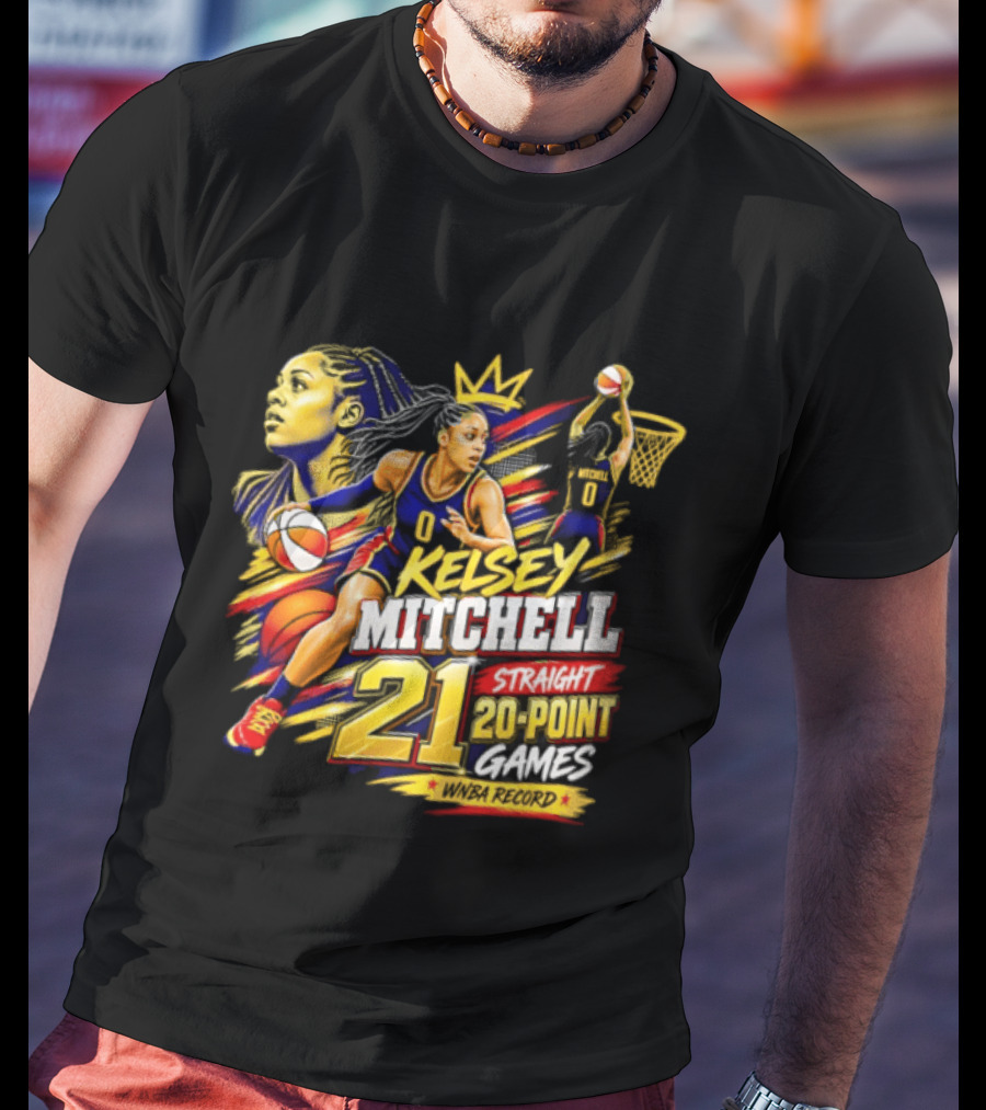 Kelsey Mitchell Straight 21 Straight 20 Point Games Basketball Monarch T-Shirt