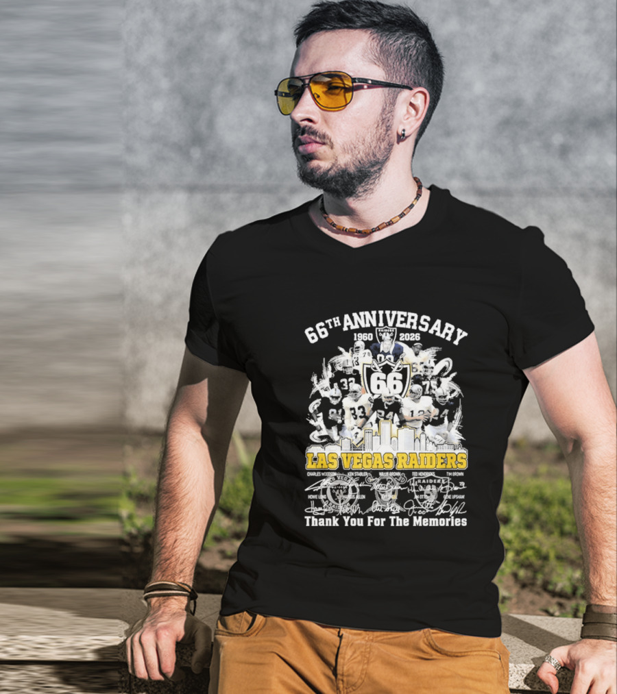 Las Vegas Raiders 66th Anniversary 1960 2026 Thank You For The Memories Celebration T-Shirt
