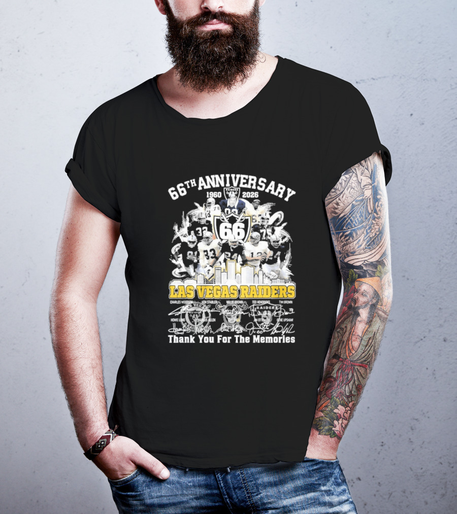 Las Vegas Raiders 66th Anniversary 1960 2026 Thank You For The Memories Celebration T-Shirt