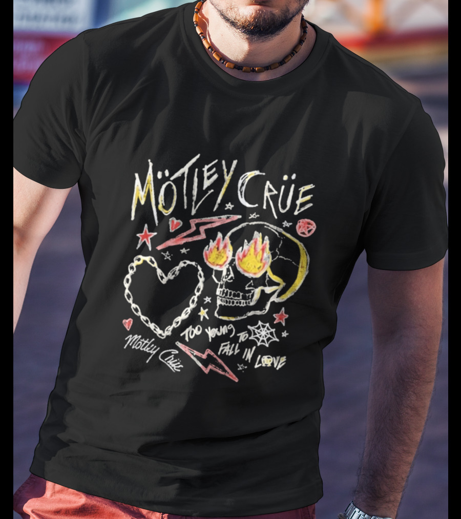 Mötley Crüe Skull Heart Lightning Too Young To Fall In Love Toddler 2026 T-Shirt