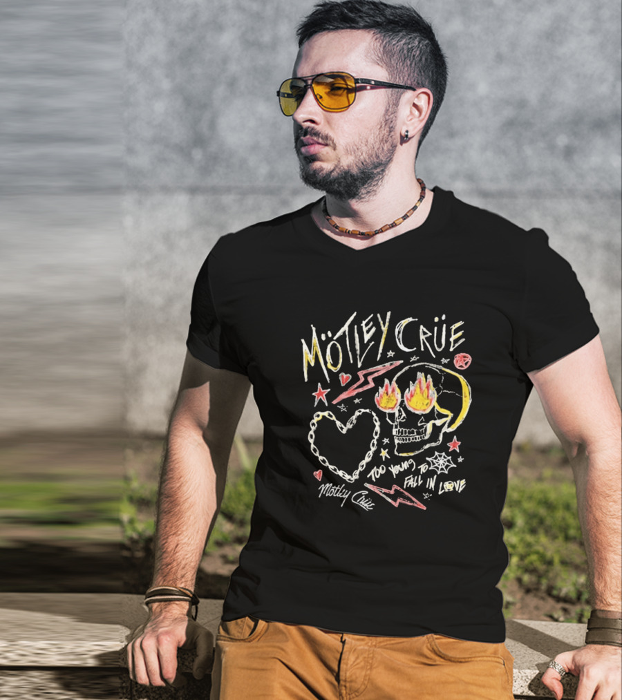 Mötley Crüe Skull Heart Lightning Too Young To Fall In Love Toddler 2026 T-Shirt