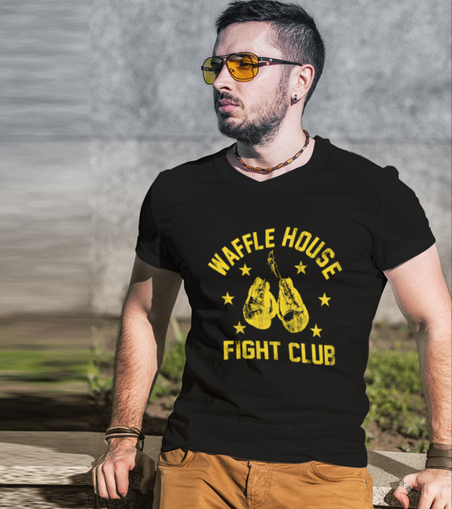 Waffle House Fight Club Boxing Gloves Stars T-Shirt
