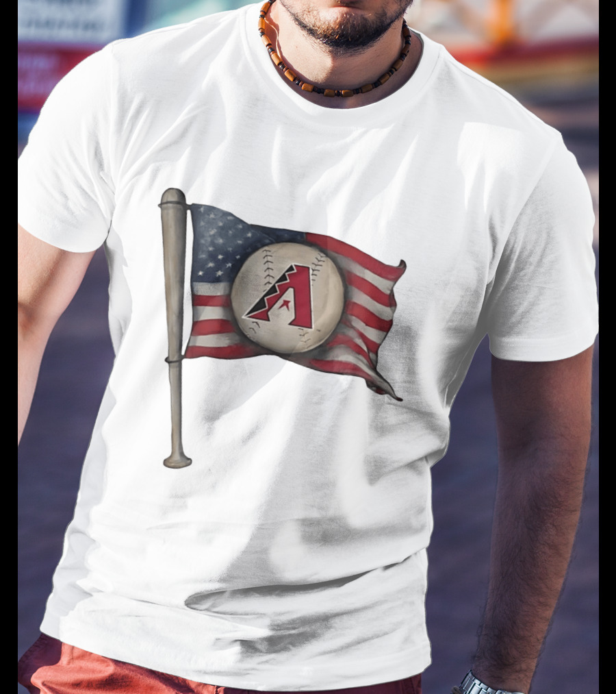 Arizona Diamondbacks American Flag Baseball Bat T-Shirt