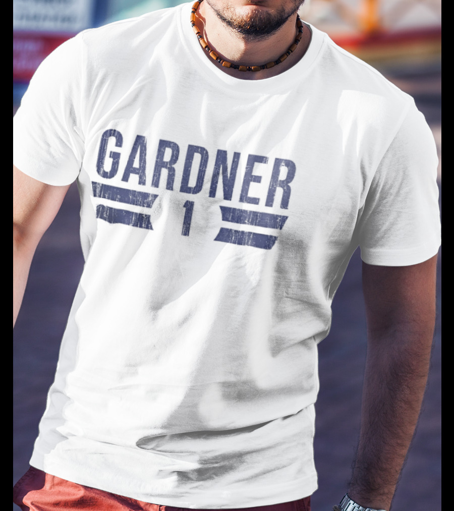Gardner 1 Distressed Blue Block Horizontal Stripes T-Shirt