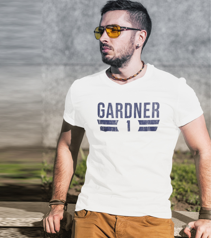 Gardner 1 Distressed Blue Block Horizontal Stripes T-Shirt