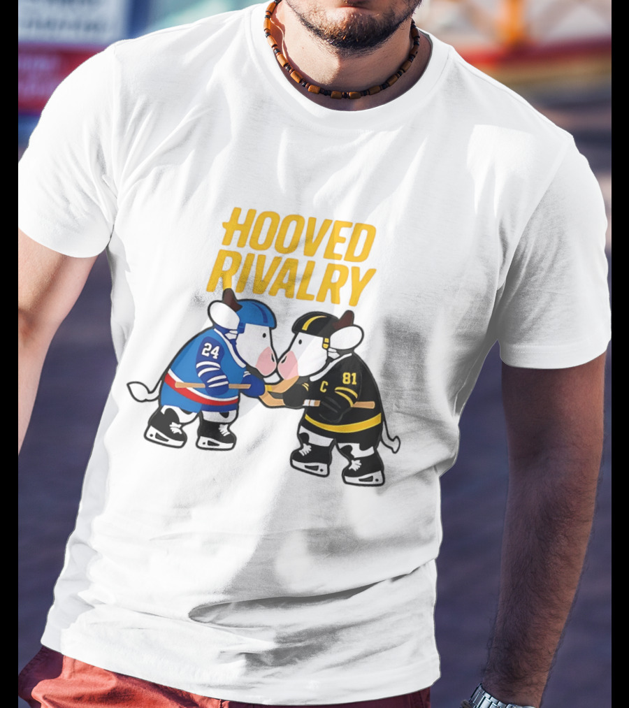 Hooved Rivalry Ilya Rozanov 24 Vs Shane Hollander 81 Hockey Faceoff T-Shirt