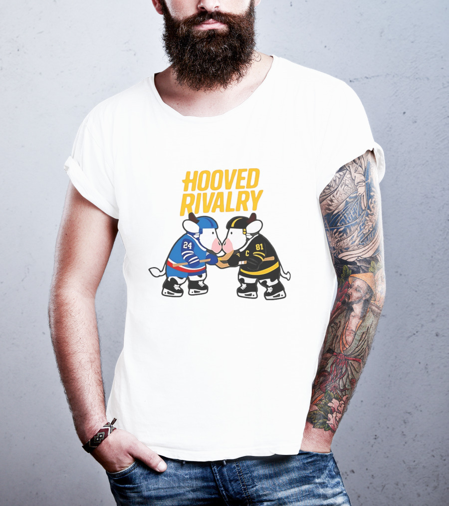 Hooved Rivalry Ilya Rozanov 24 Vs Shane Hollander 81 Hockey Faceoff T-Shirt