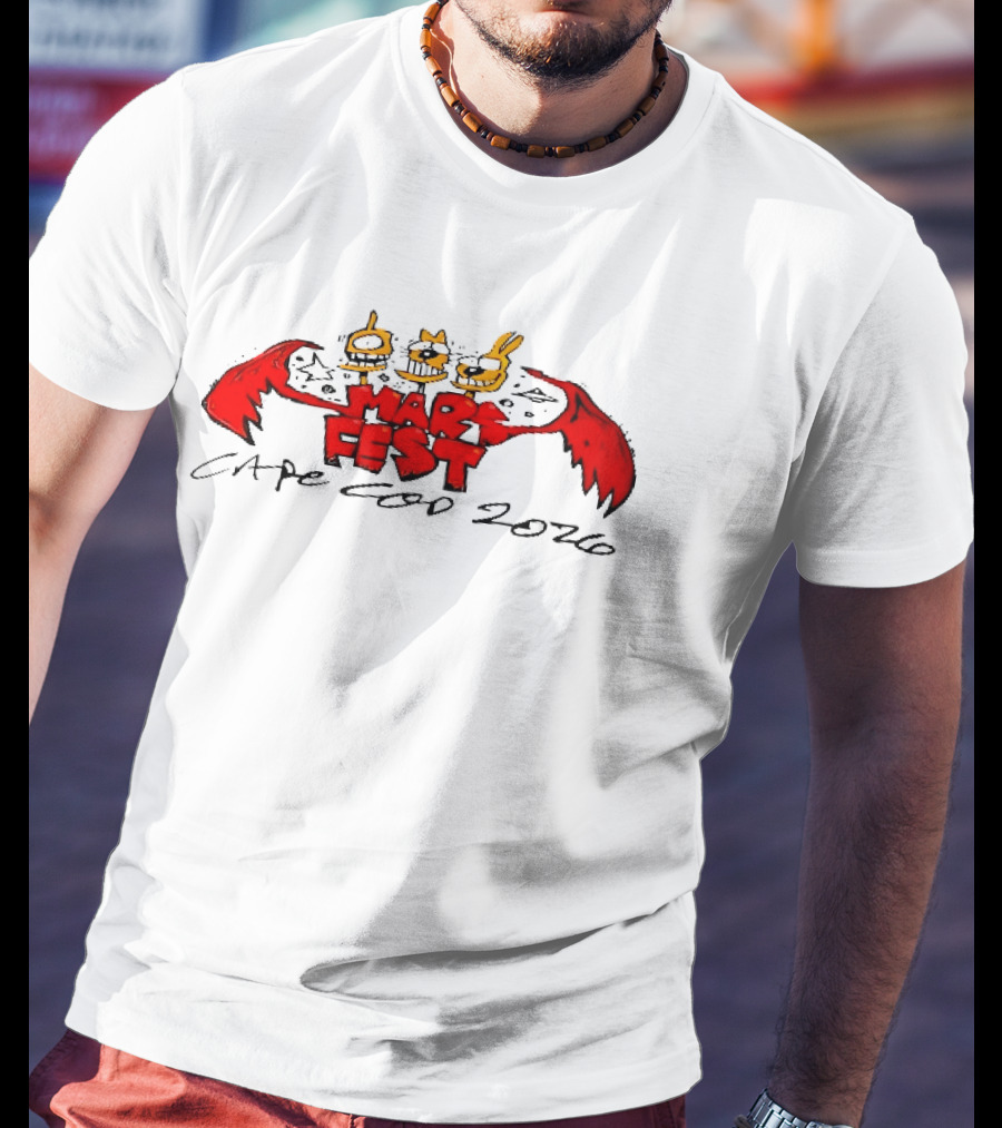 Mars Fest Cape Cod 2026 Cartoon Alien Creature Heads Red Wings Ufo Space T-Shirt