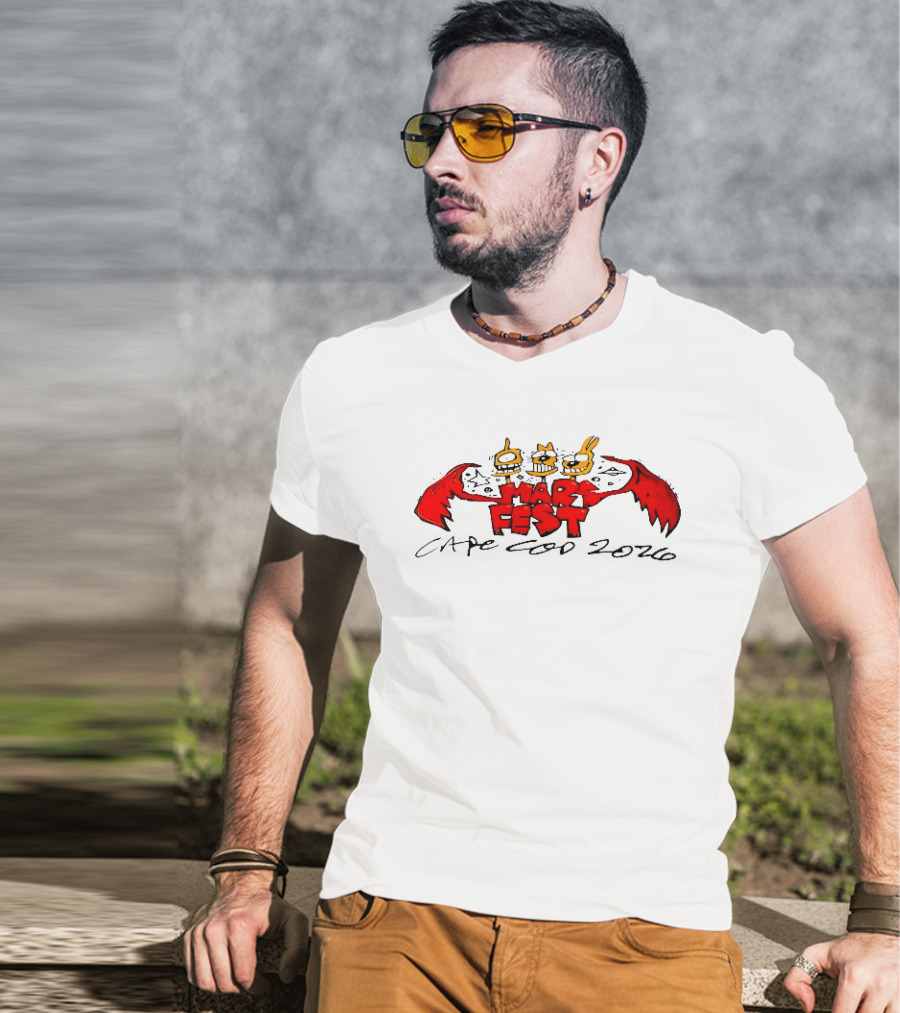 Mars Fest Cape Cod 2026 Cartoon Alien Creature Heads Red Wings Ufo Space T-Shirt