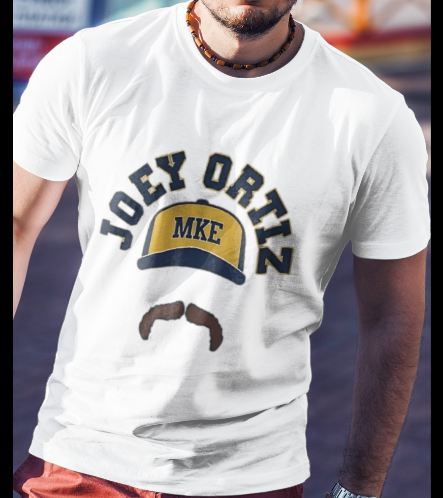 Milwaukee Brewers MKE Joey Ortiz Baseball Cap Mustache T-Shirt