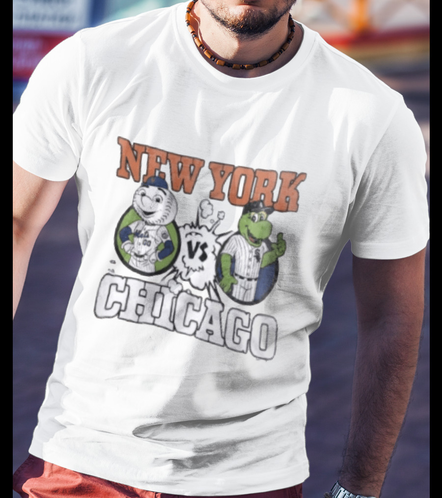 New York Vs Chicago Mets White Sox Mascots Faceoff T-Shirt