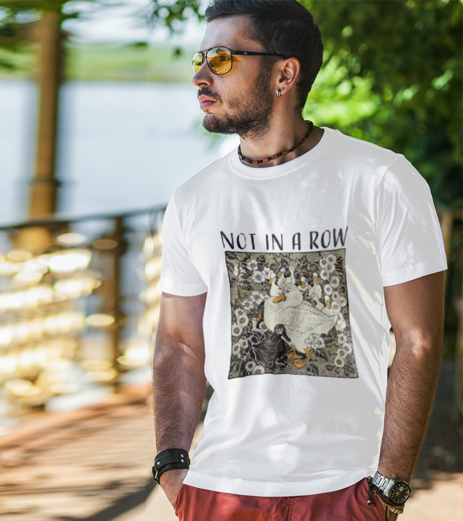Not In A Row Ducks Floral Pattern Botanical T-Shirt
