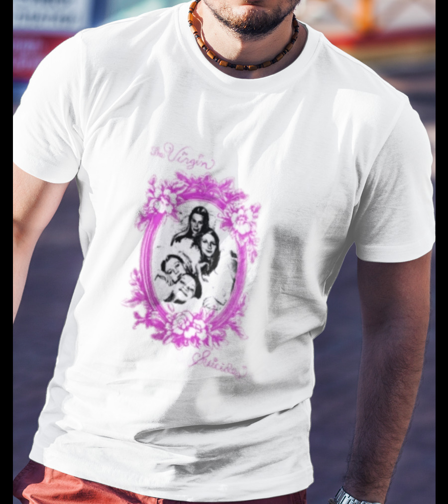 The Virgin Suicides Girls Pink Floral Oval Frame T-Shirt