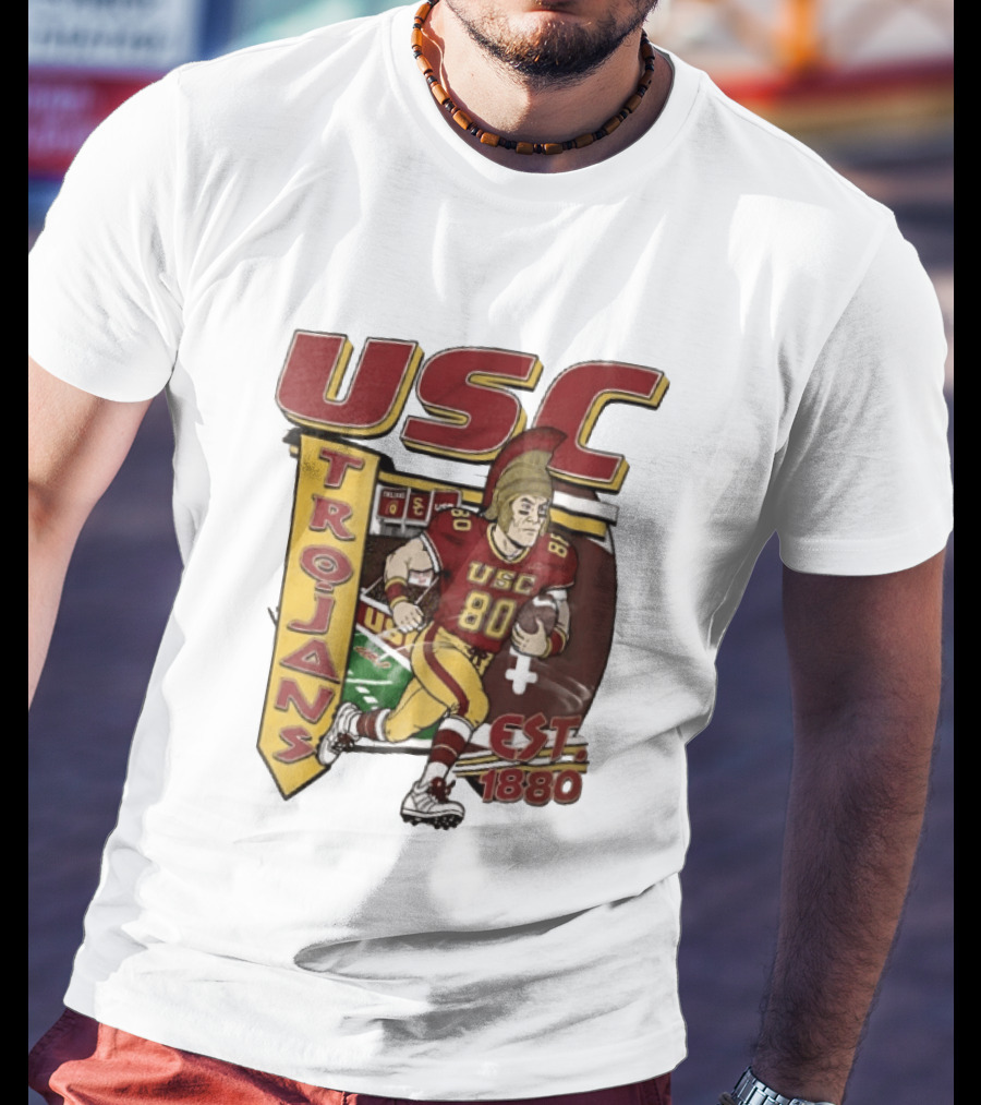 USC Trojans Football Player Cartoon Scoreboard Est 1880 T-Shirt
