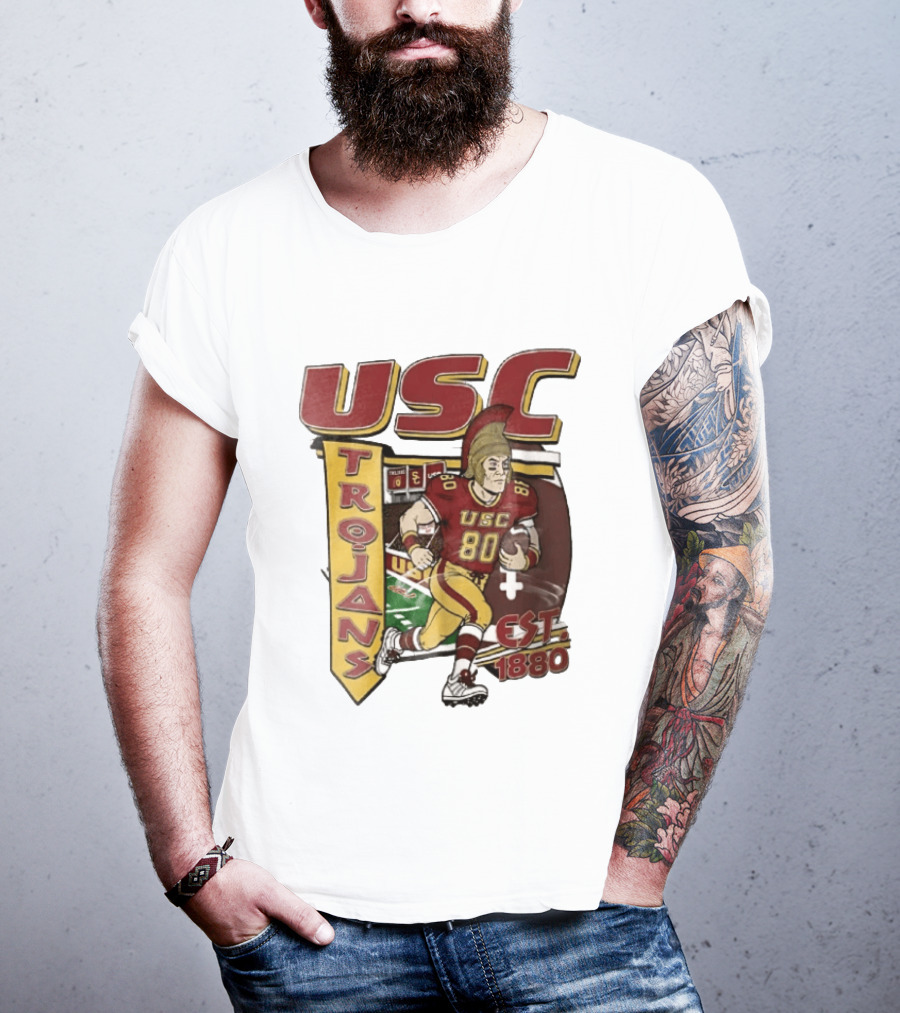 USC Trojans Football Player Cartoon Scoreboard Est 1880 T-Shirt