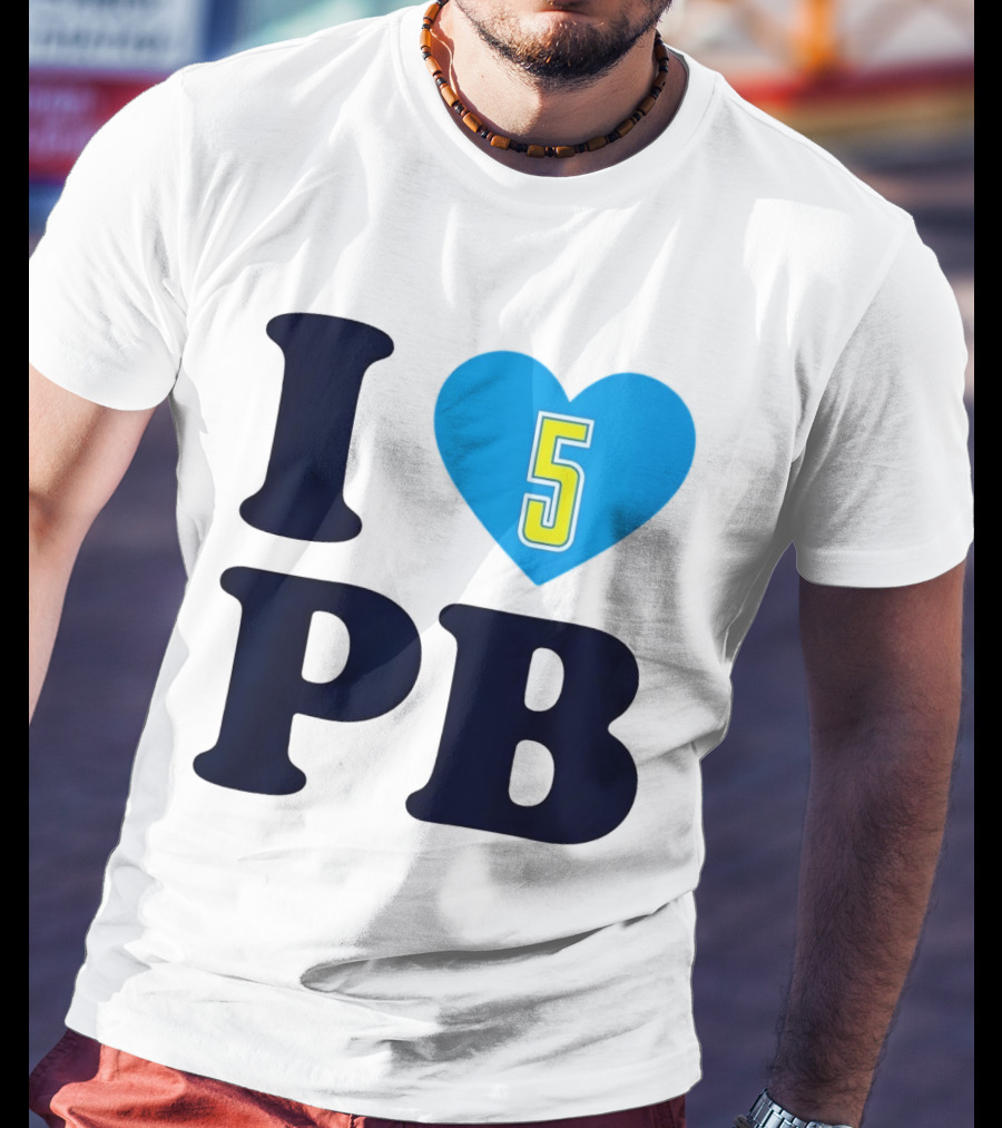 I Love PB Heart 5 Blue And Yellow T-Shirt