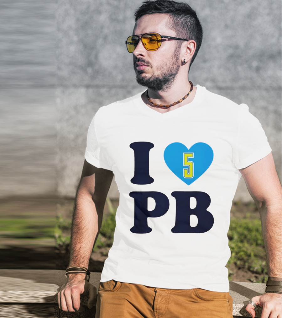 I Love PB Heart 5 Blue And Yellow T-Shirt