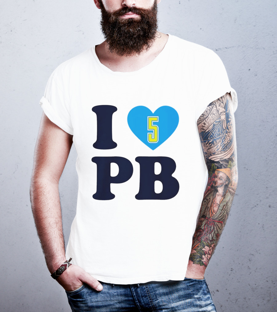 I Love PB Heart 5 Blue And Yellow T-Shirt