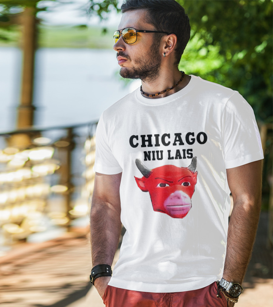 Chicago Bulls Niu Lais Red Bull Head T-Shirt