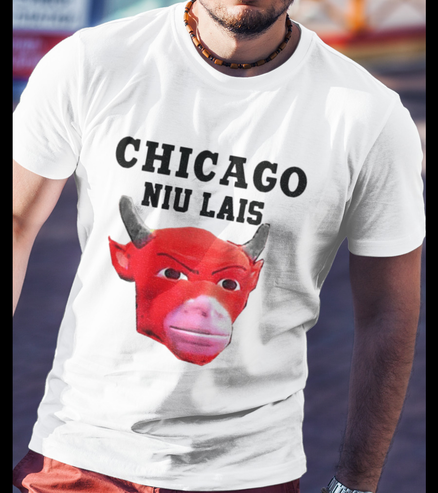 Chicago Bulls Niu Lais Red Bull Head T-Shirt