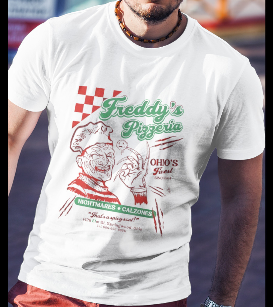 Freddy's Pizzeria Nightmares Calzones Spicy Ohio's Finest Springwood T-Shirt