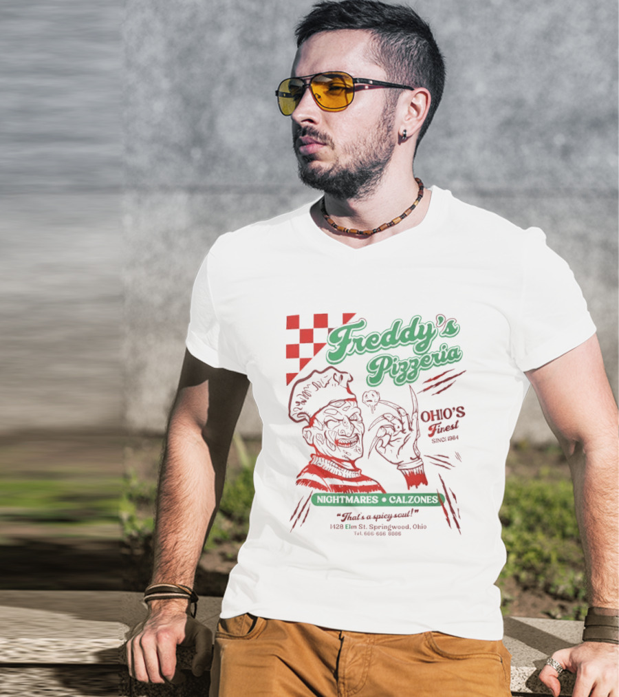 Freddy's Pizzeria Nightmares Calzones Spicy Ohio's Finest Springwood T-Shirt
