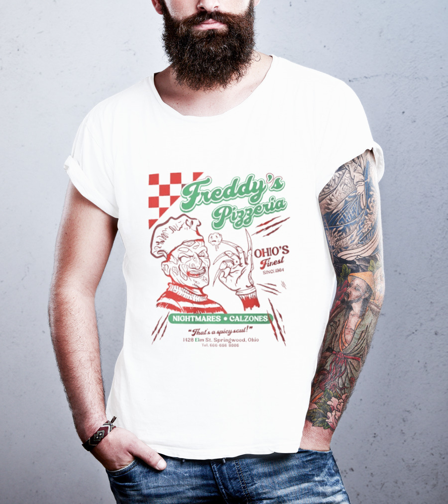 Freddy's Pizzeria Nightmares Calzones Spicy Ohio's Finest Springwood T-Shirt