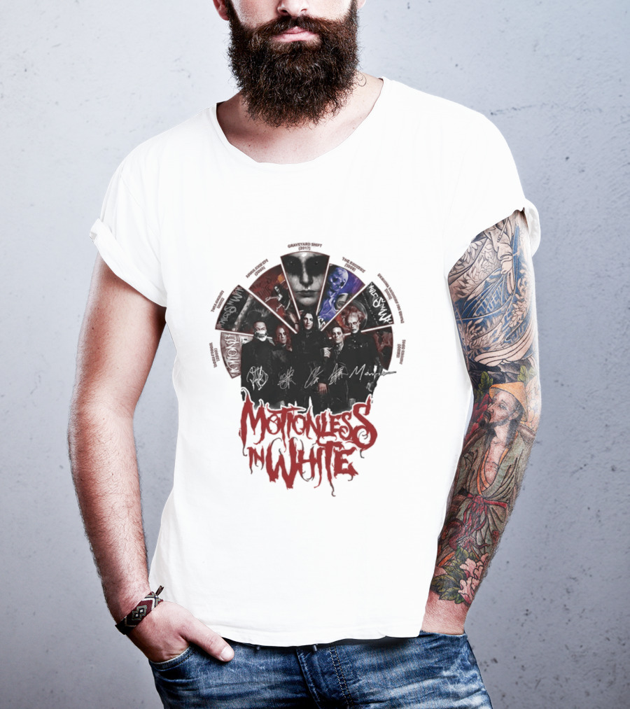 Motionless In White Band Album Art Collage Wheel T-Shirt