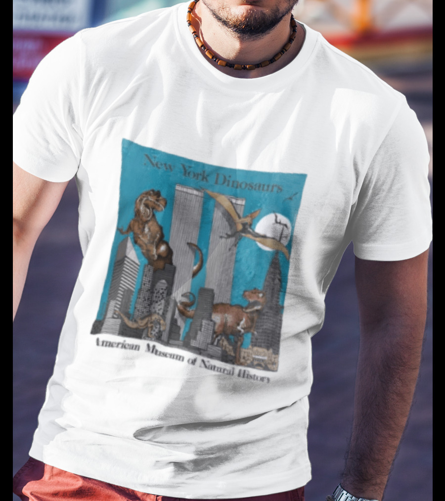 New York Dinosaurs American Museum Of Natural History Twin Towers Scene T-Shirt
