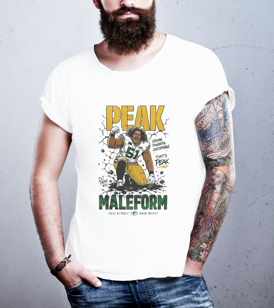 Peak Maleform Green Bay Packers #61 Strong Powerful Unstoppable T-Shirt