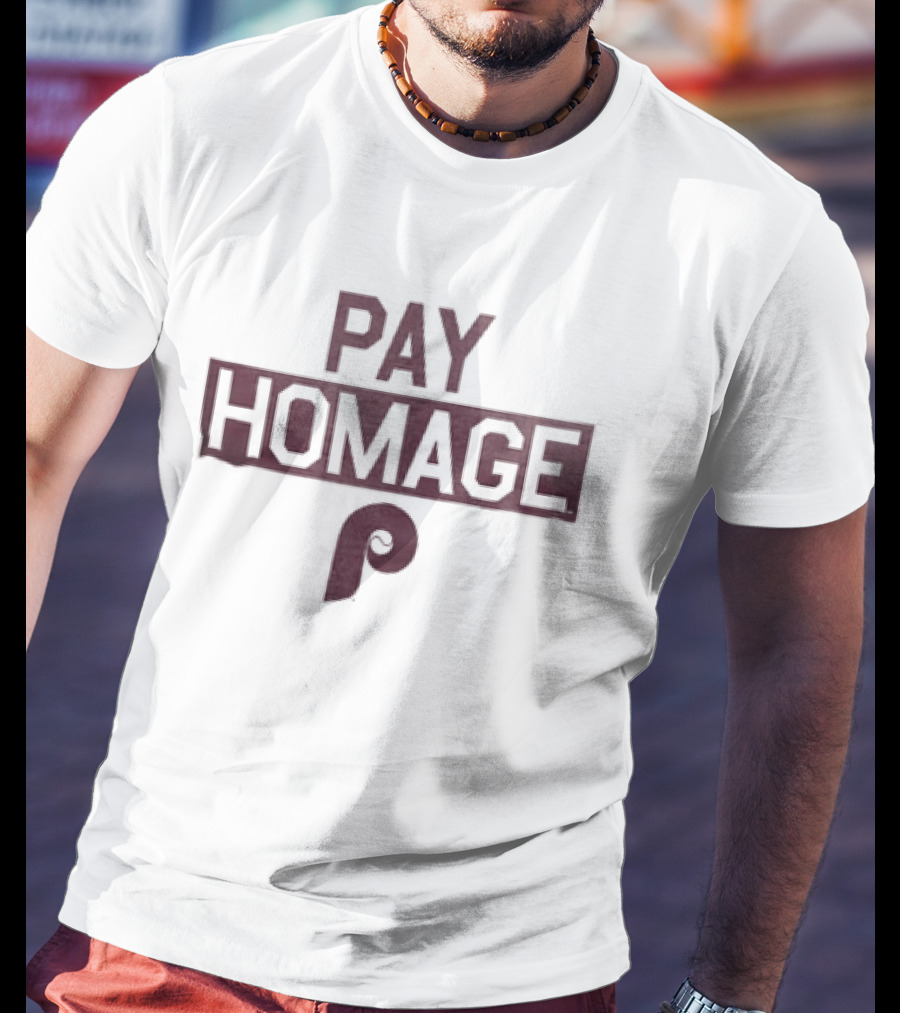 Philadelphia Phillies Pay Homage Maroon Wood Grain T-Shirt