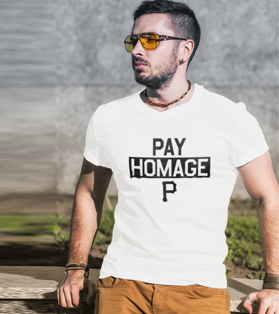 Pay Homage Pittsburgh Pirates Block Lettering Black T-Shirt