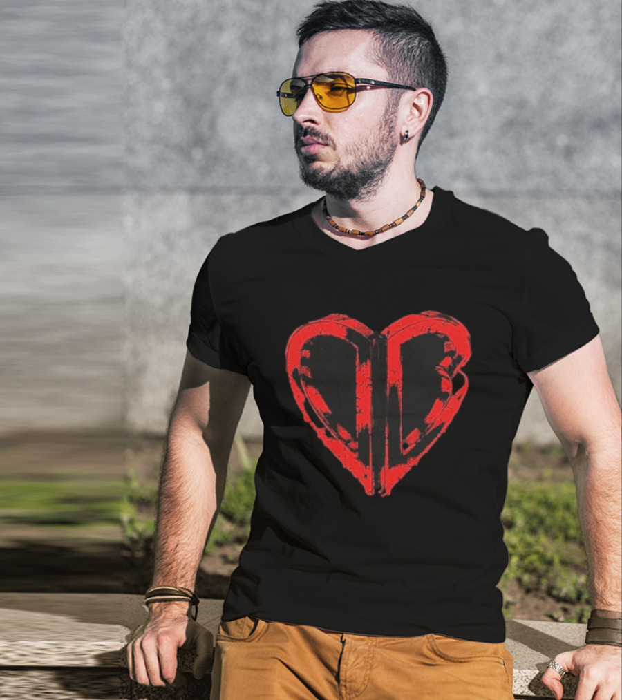 50cent Inferno Red DB Villain Distorted Heart T-Shirt