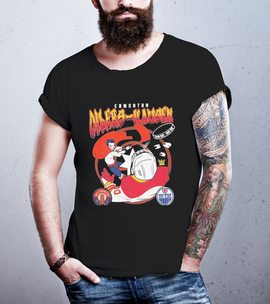 Edmonton Oilers Hausen Hockey Battle WWE Crossover NHL Collaboration T-Shirt