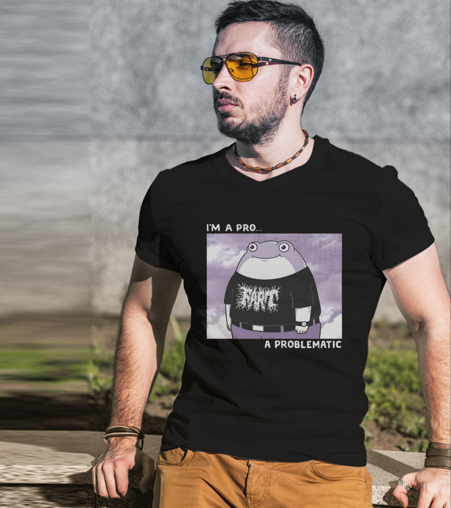 I'm A Pro A Problematic Frog Meme Binary Code Cloudy T-Shirt