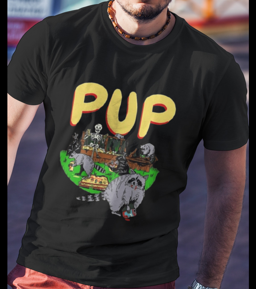Pup The Band Racoon 2026 Tour Toronto ON Canada Pop Up Festive Skeleton Party T-Shirt