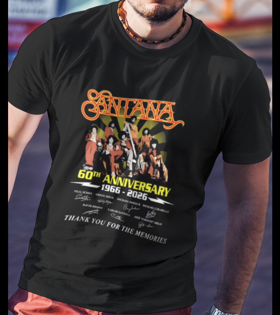 Santana 60th Anniversary 1966 2026 Thank You For The Memories Signatures T-Shirt