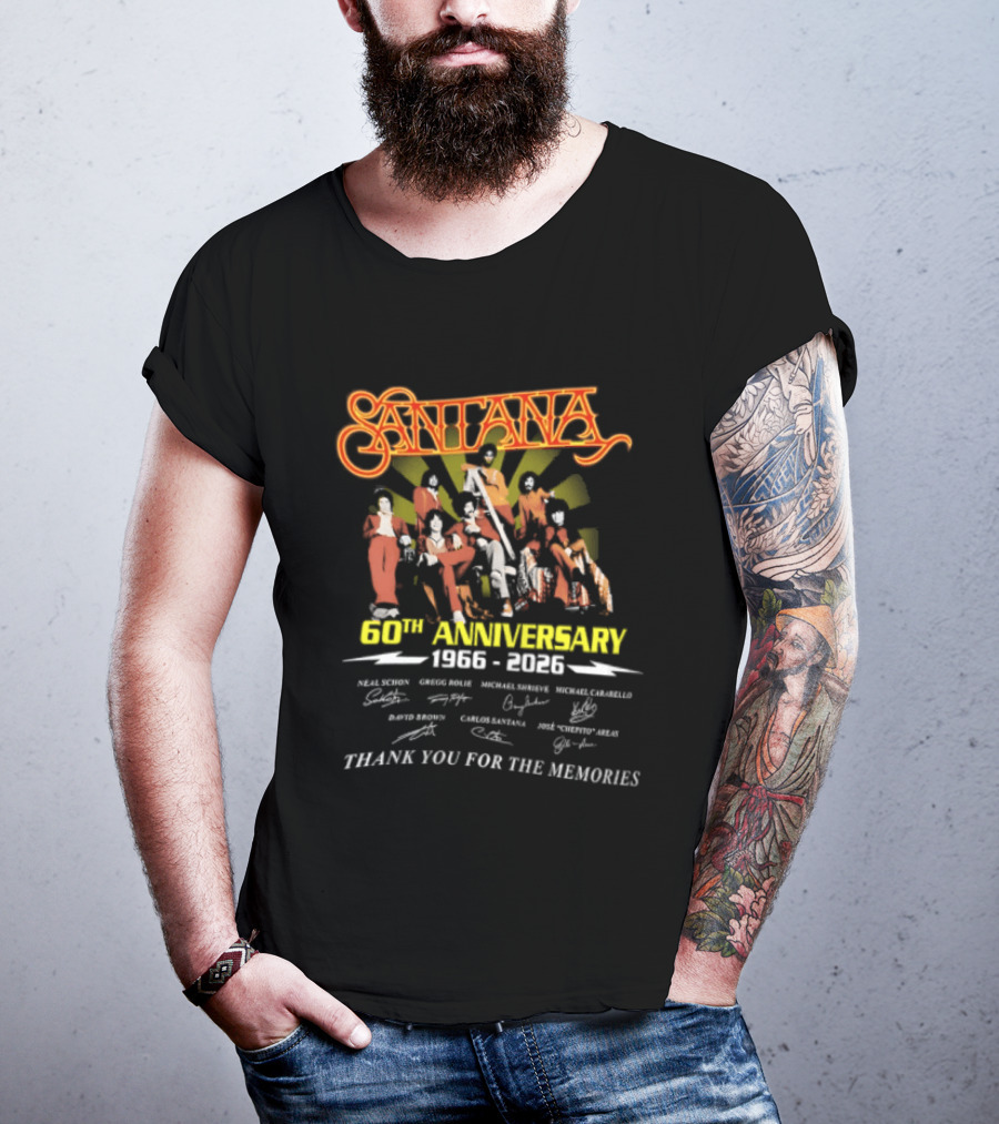 Santana 60th Anniversary 1966 2026 Thank You For The Memories Signatures T-Shirt