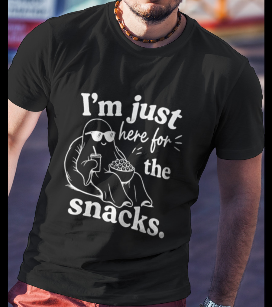 I'm Just Here For The Snacks Sloth Eating Popcorn T-Shirt