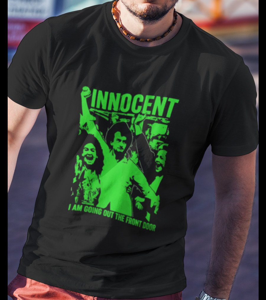 Innocent I Am Going Out The Front Door Retro Style People In Motion T-Shirt