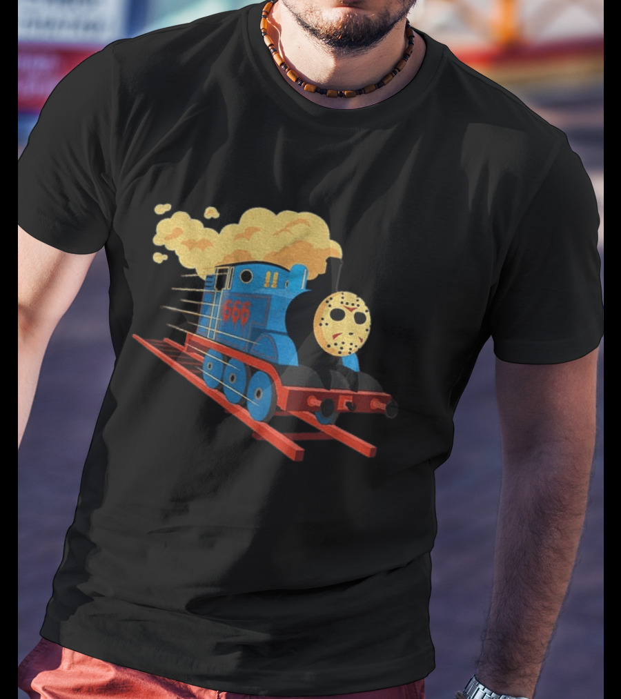 Thomas The Tank Engine Jason Voorhees Mask 666 Railway To Hell T-Shirt