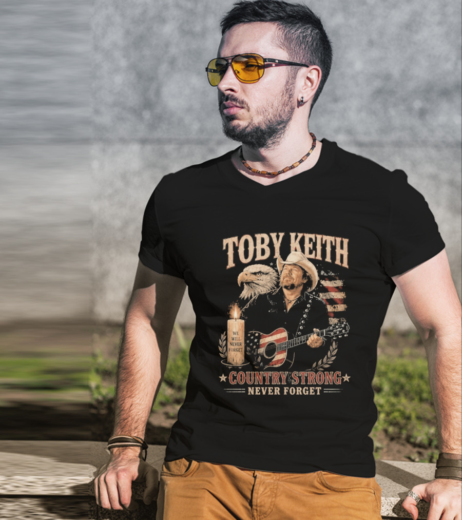 Toby Keith Country Strong Never Forget Eagle Candle Guitar America T-Shirt