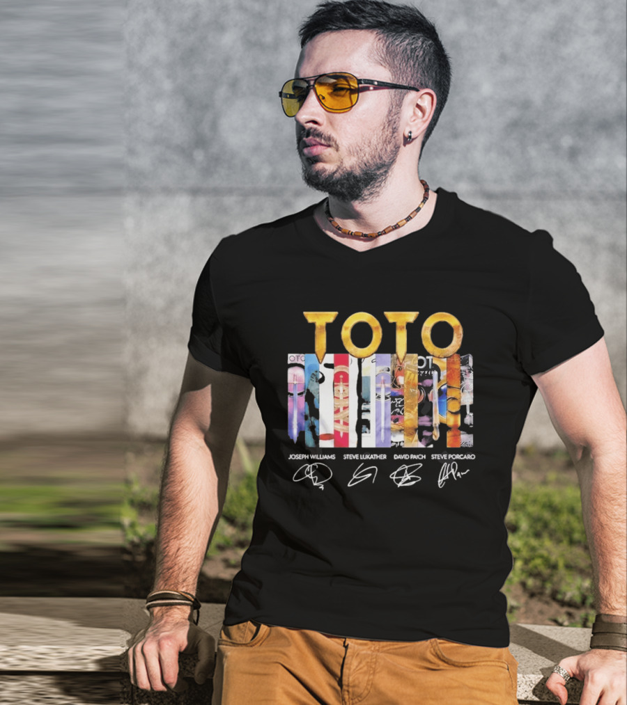 TOTO Band Discography Joseph Williams Steve Lukather David Paich Steve Porcaro Signatures Rock T-Shirt
