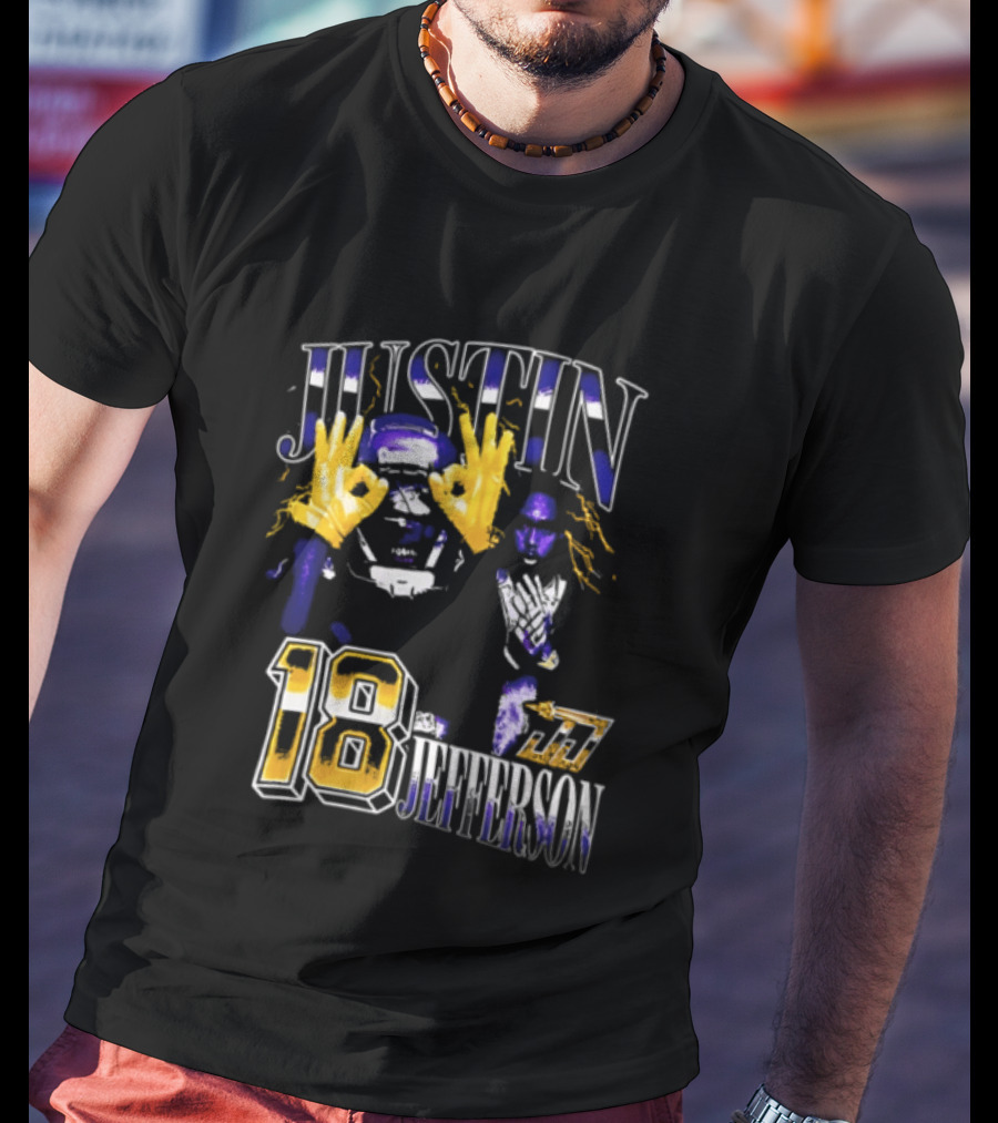 Justin Jefferson 18 Gold Gloves Lightning Bootleg Player Photos T-Shirt